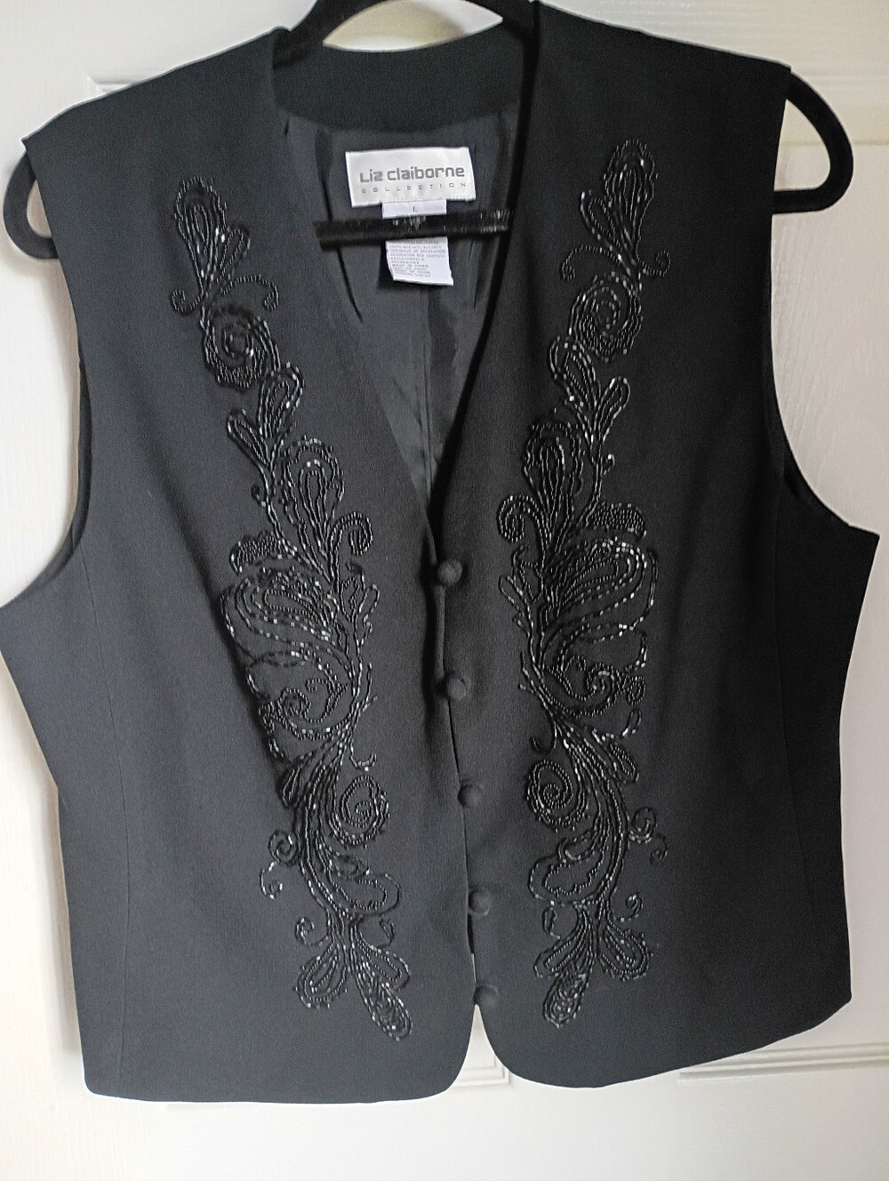 Vintage Liz Claiborne Collection black Beaded sleeveless vest